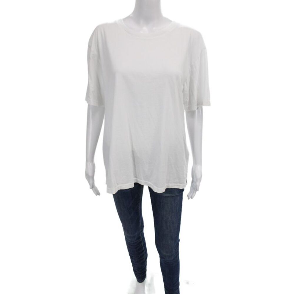 Donni Womens Basic T-Shirt White Crew Neck Supima Cotton Short Sleeve Size S